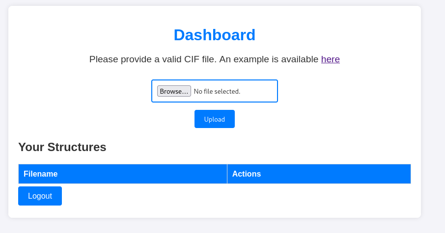 User dashboard