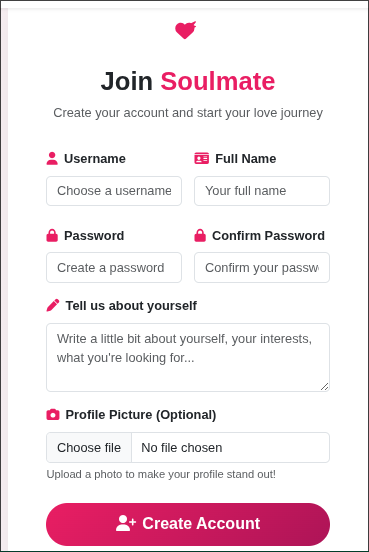 Image of account creation